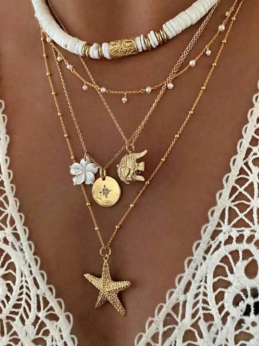 Shell Starfish Necklace Set