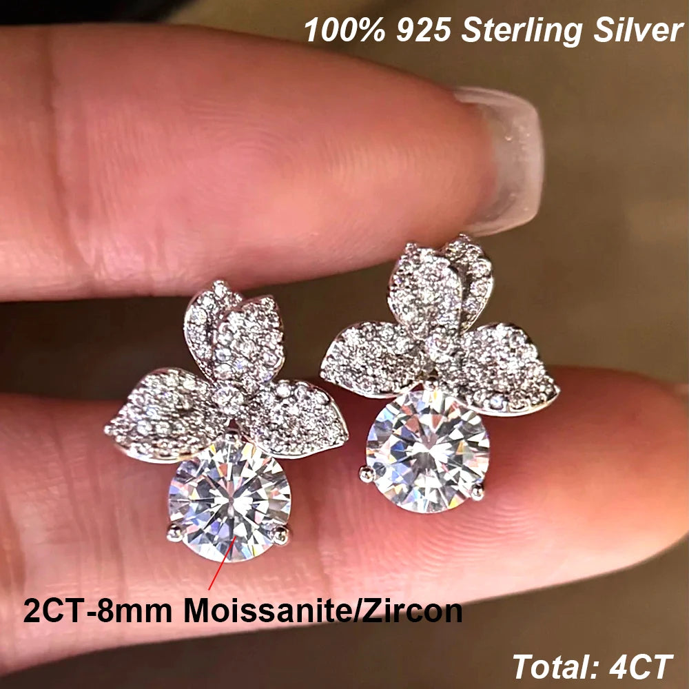 Flower Moissanite Studs