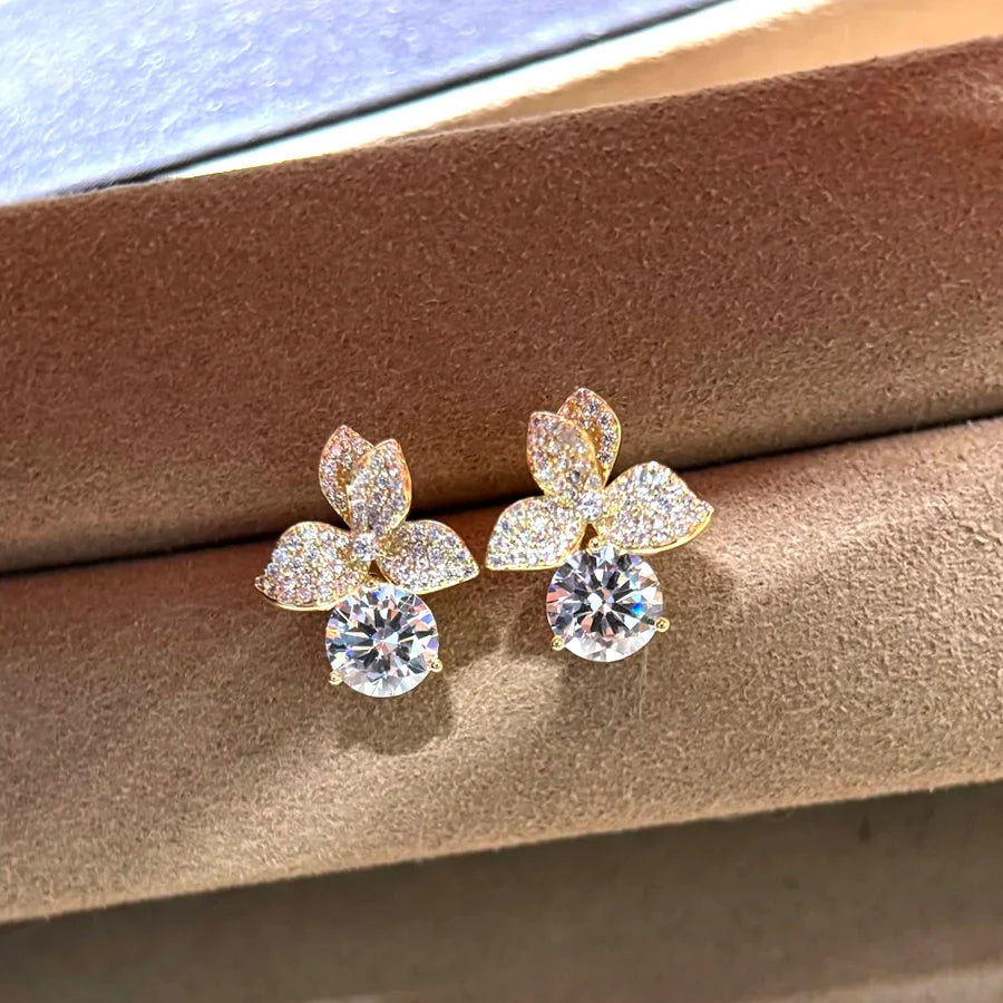 Flower Moissanite Studs