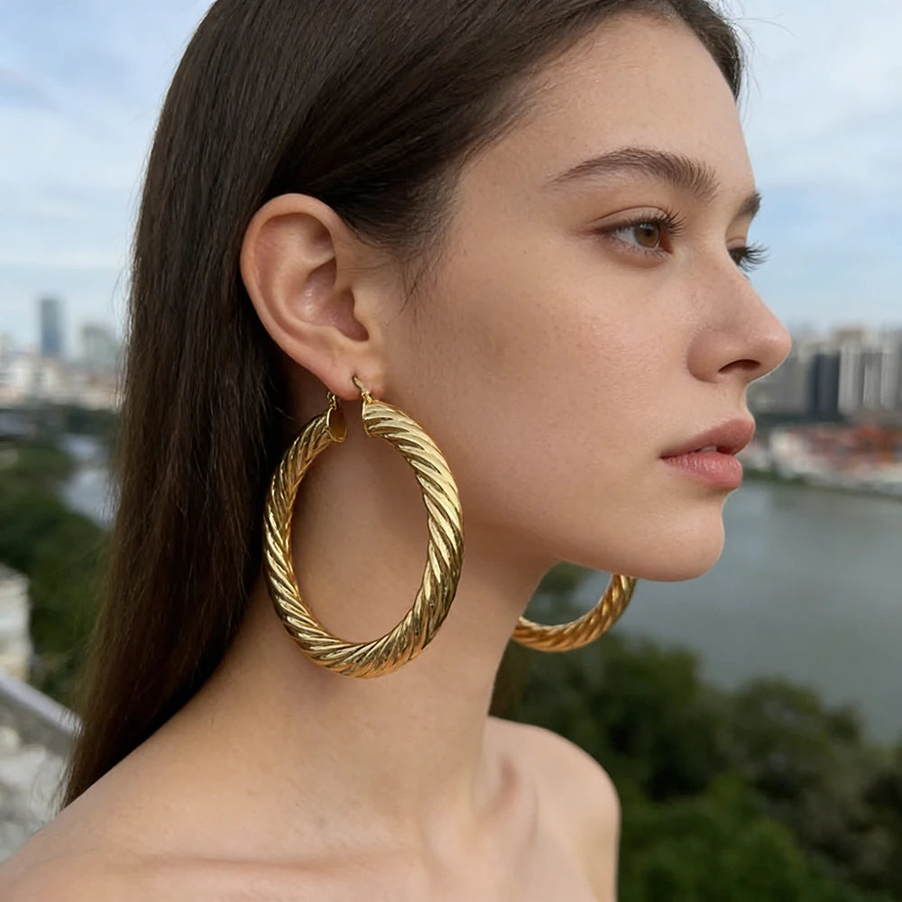 Twisted Gold Hoops
