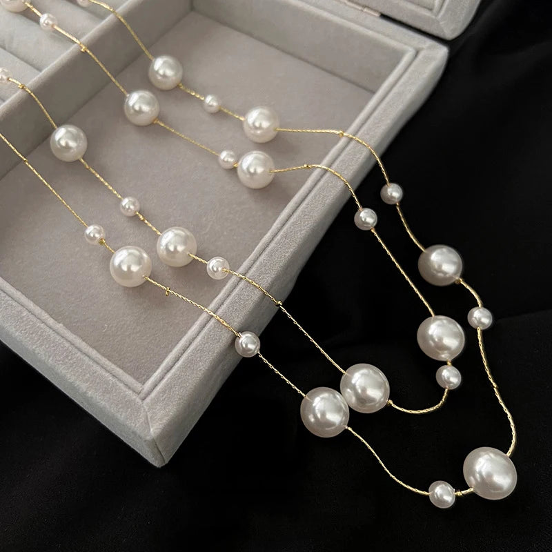 Double Pearl Necklace