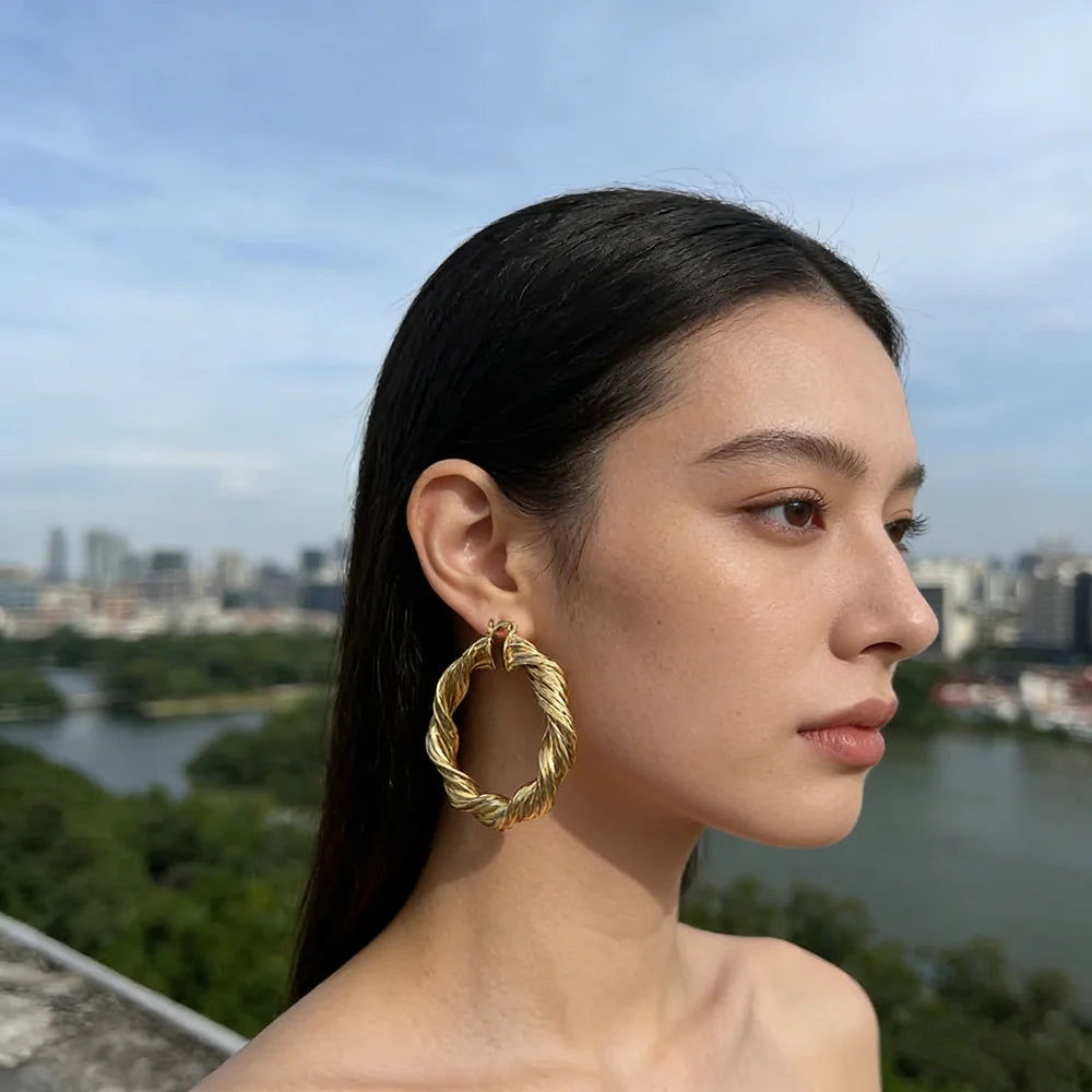 Twisted Gold Hoops