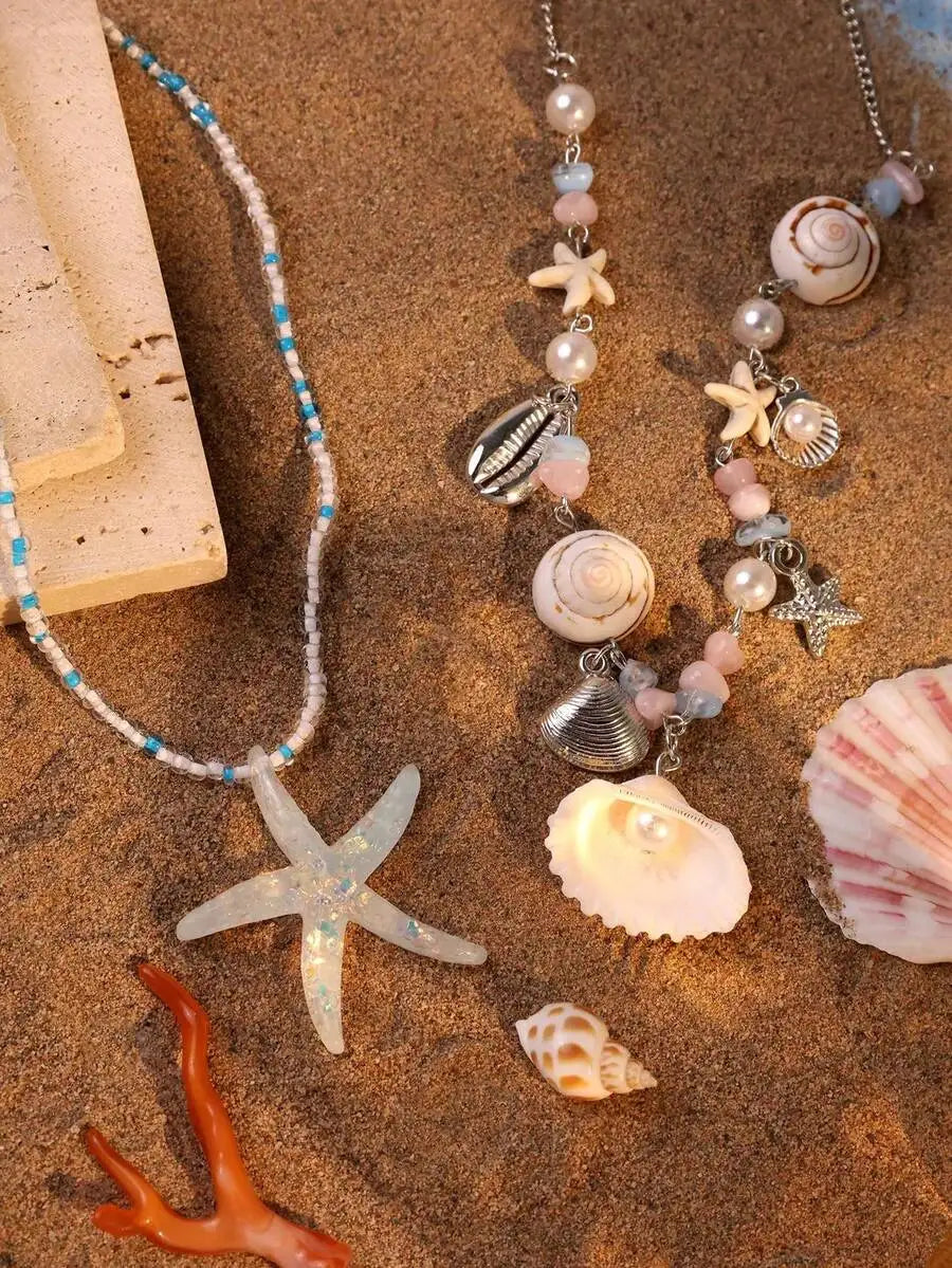 Shell Starfish Necklace Set
