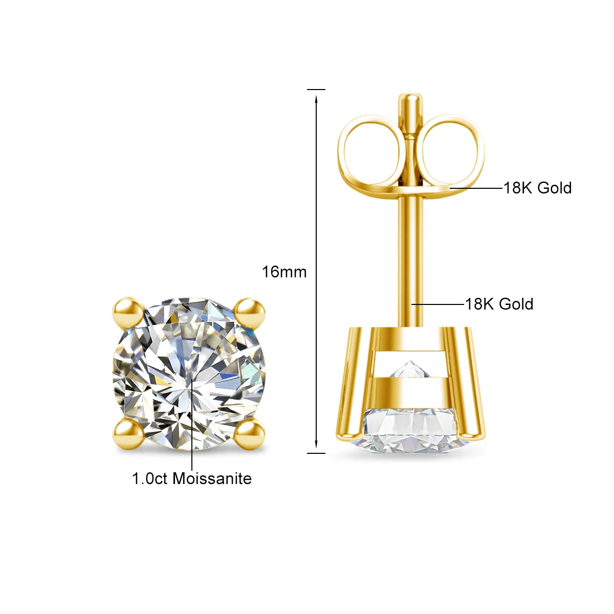 Gold Moissanite Earrings