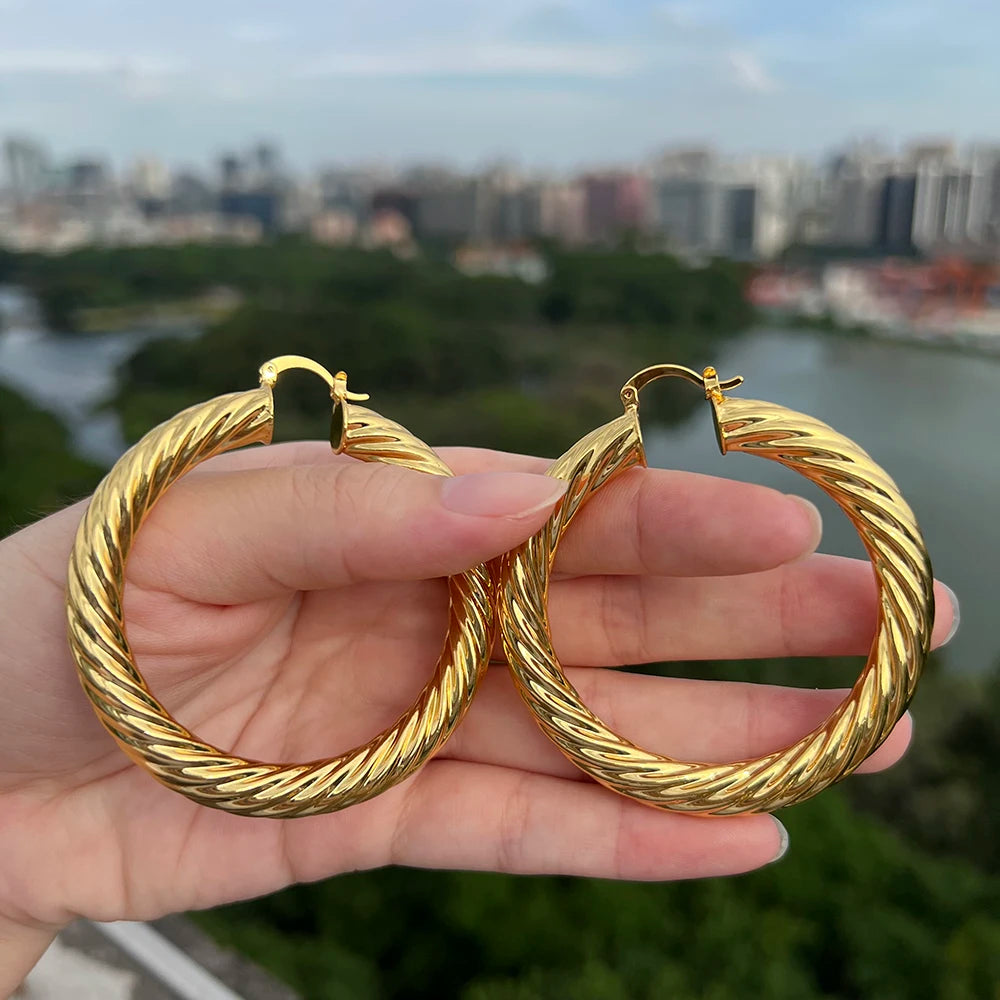 Twisted Gold Hoops