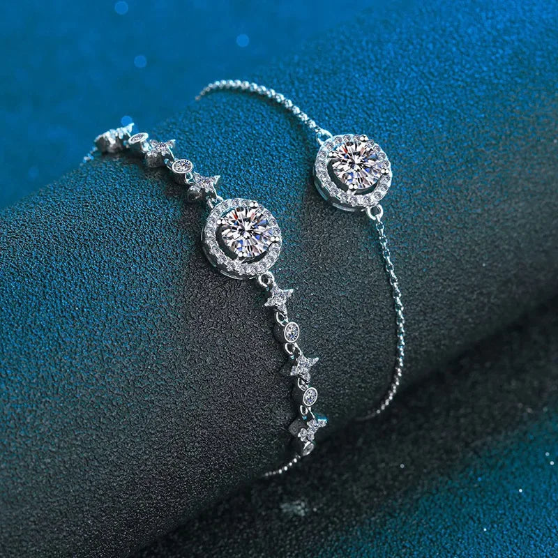 Moon Charm Moissanite Bracelet