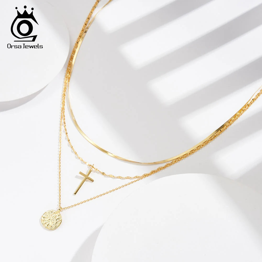 Layered Cross Necklace