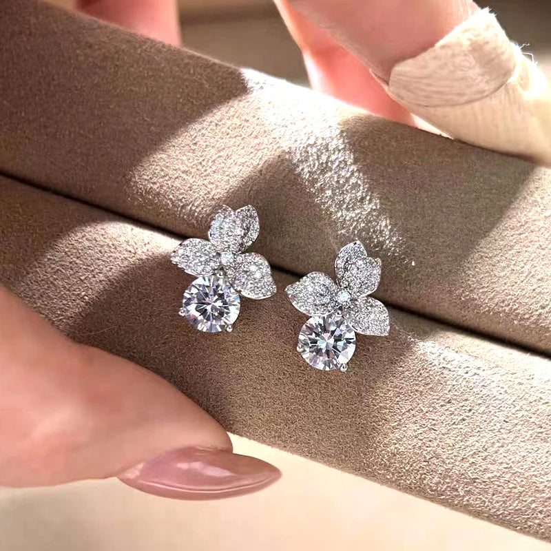 Flower Moissanite Studs