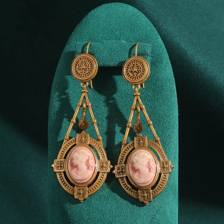 Pink Cameo Earrings