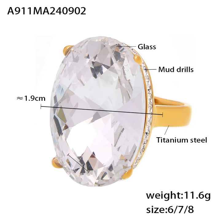 Oval Crystal Ring