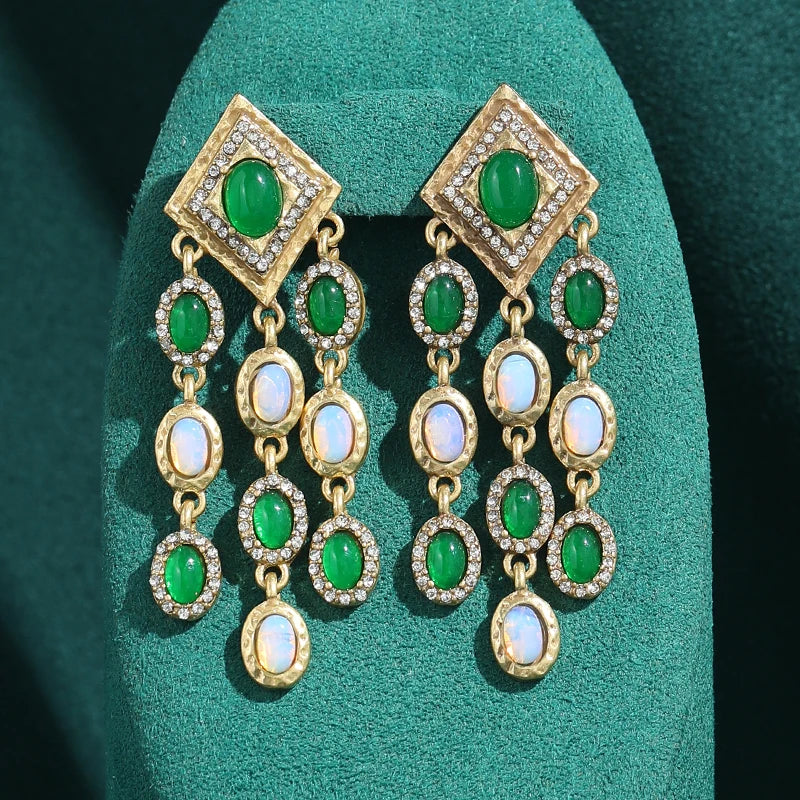 Green Tassel Earrings