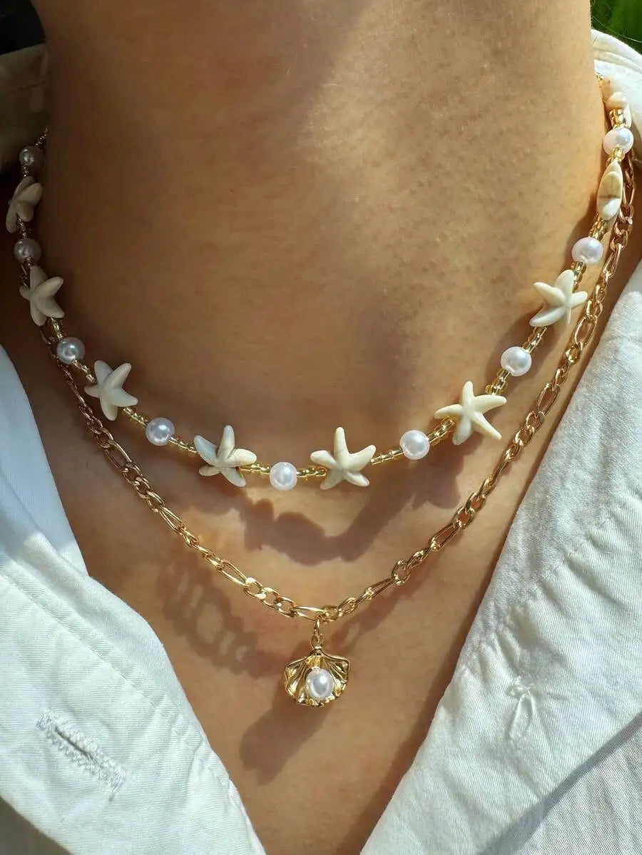 Shell Starfish Necklace Set