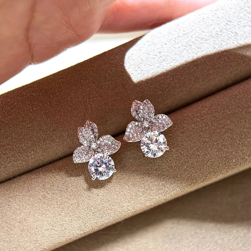 Flower Moissanite Studs