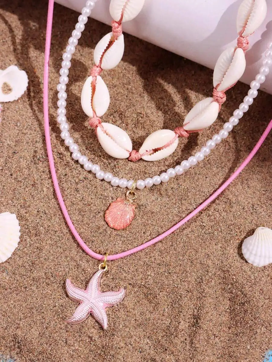 Shell Starfish Necklace Set