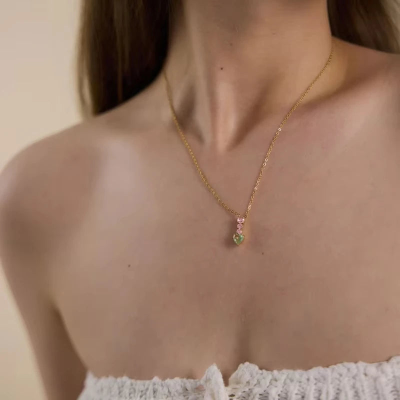 Colorful Heart Pendant Necklace