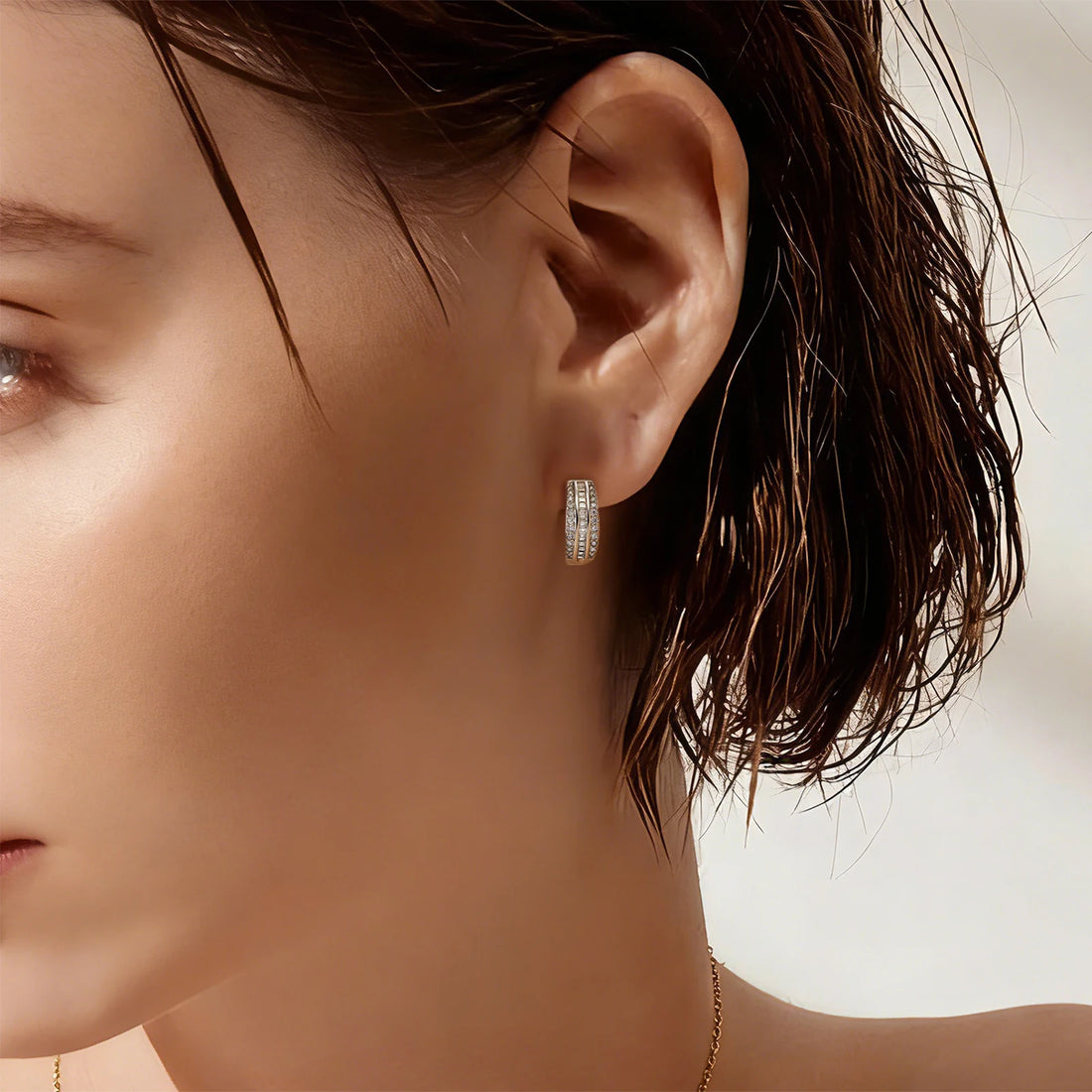 Emerald Moissanite Hoops