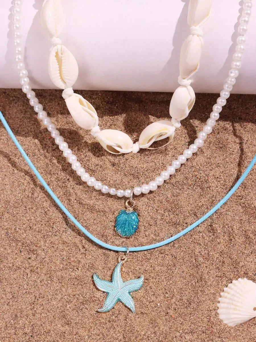 Shell Starfish Necklace Set