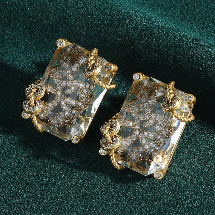 Square Crystal Studs