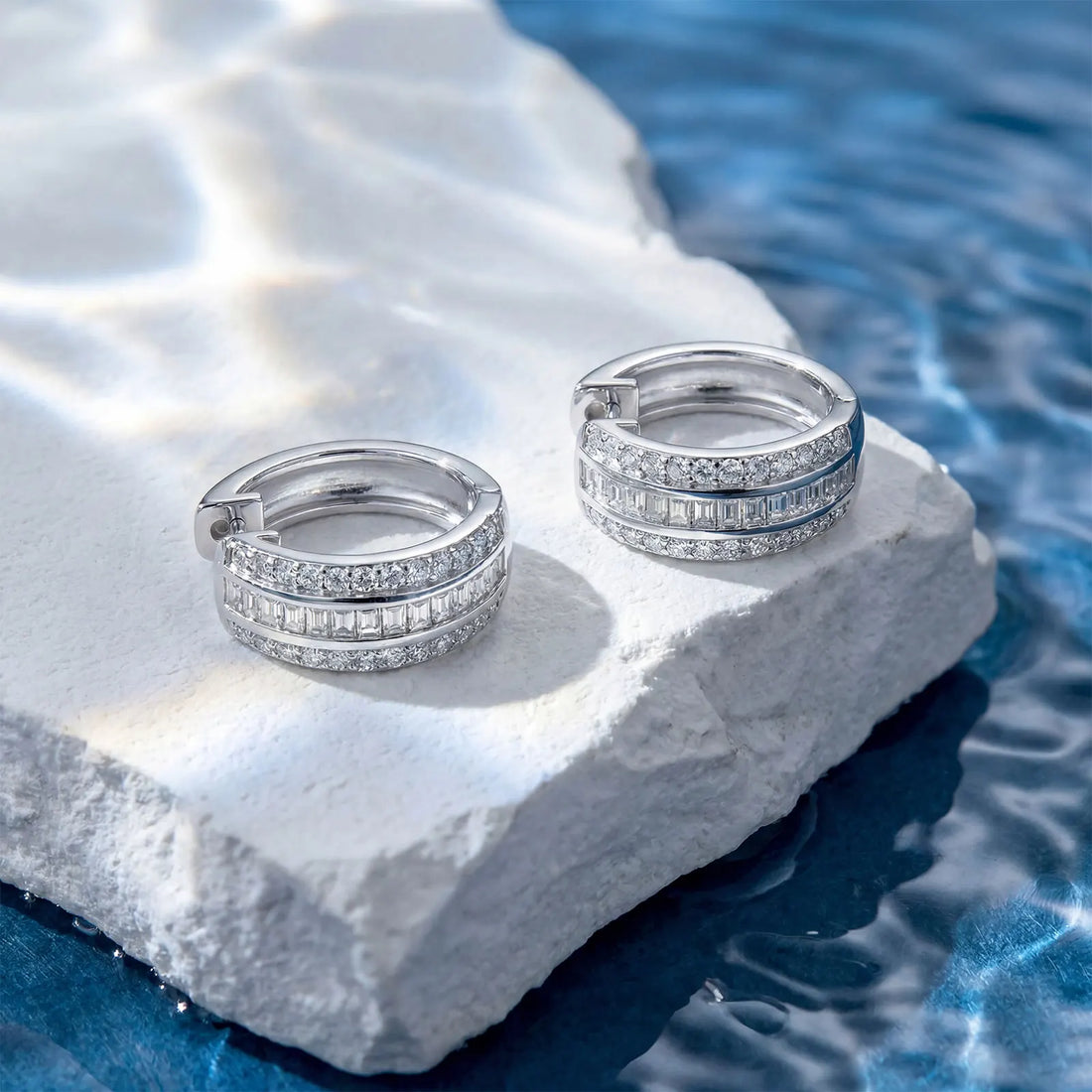 Emerald Moissanite Hoops