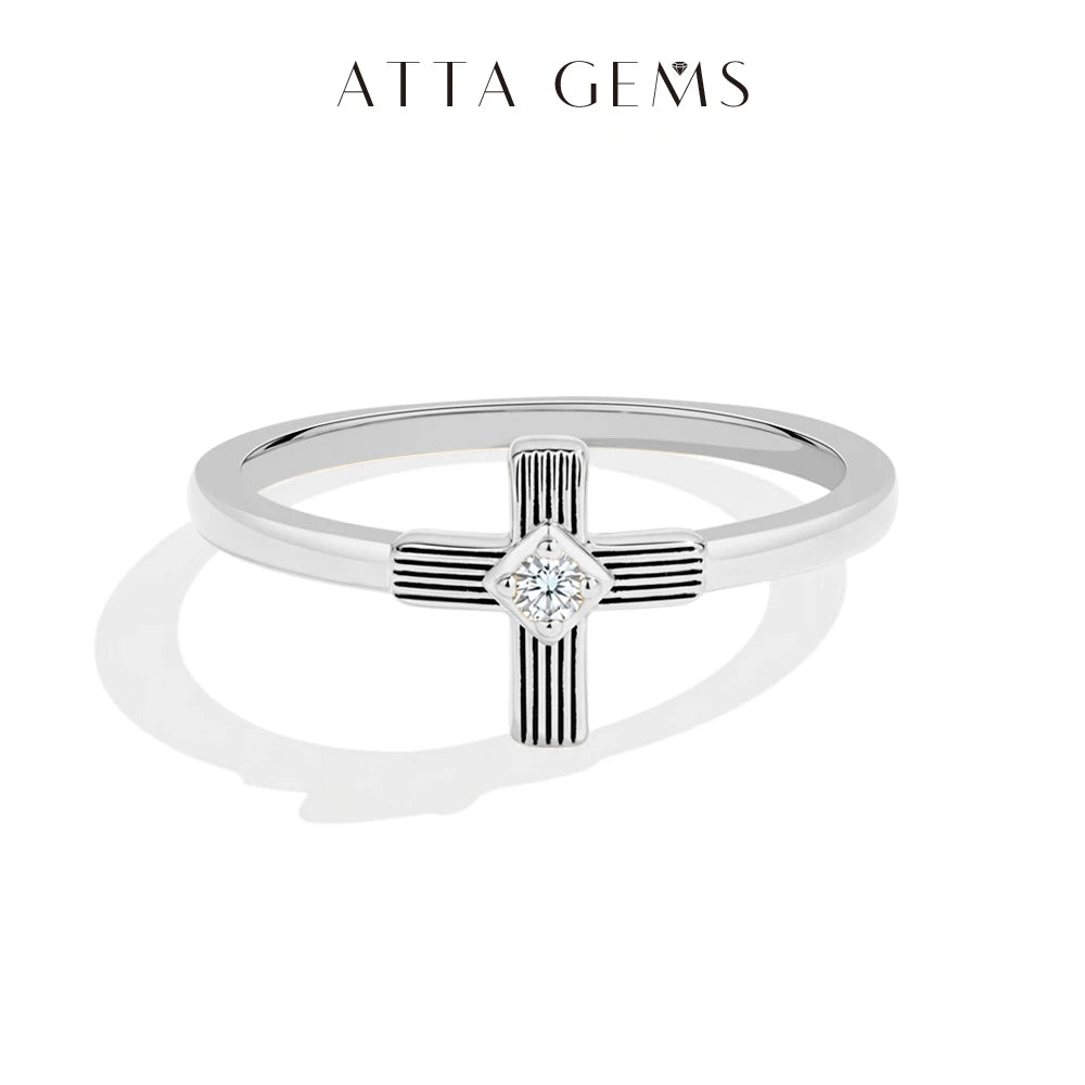 Tiny Cross Moissanite Ring