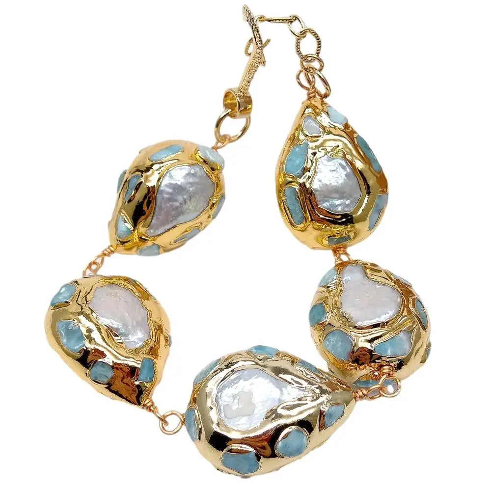 Larimar Pearl Wrap Bracelet