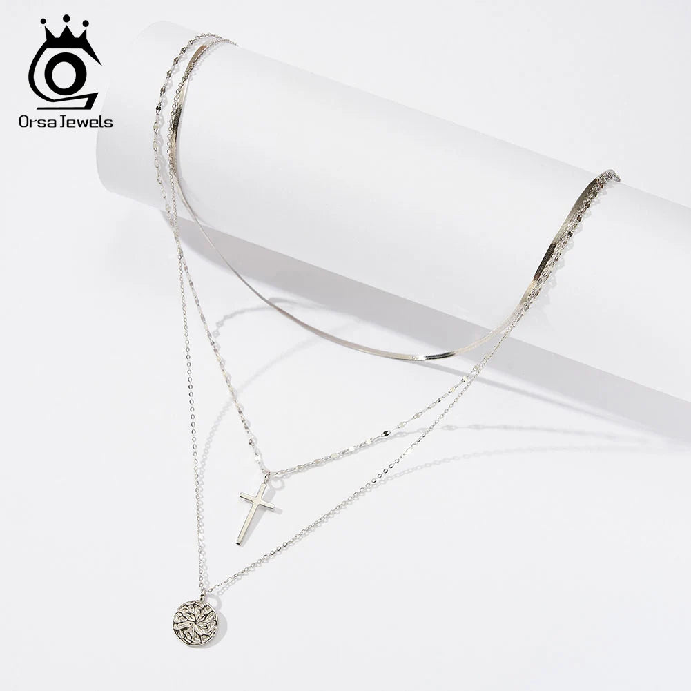 Layered Cross Necklace