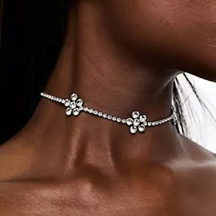 Floral Rhinestone Choker