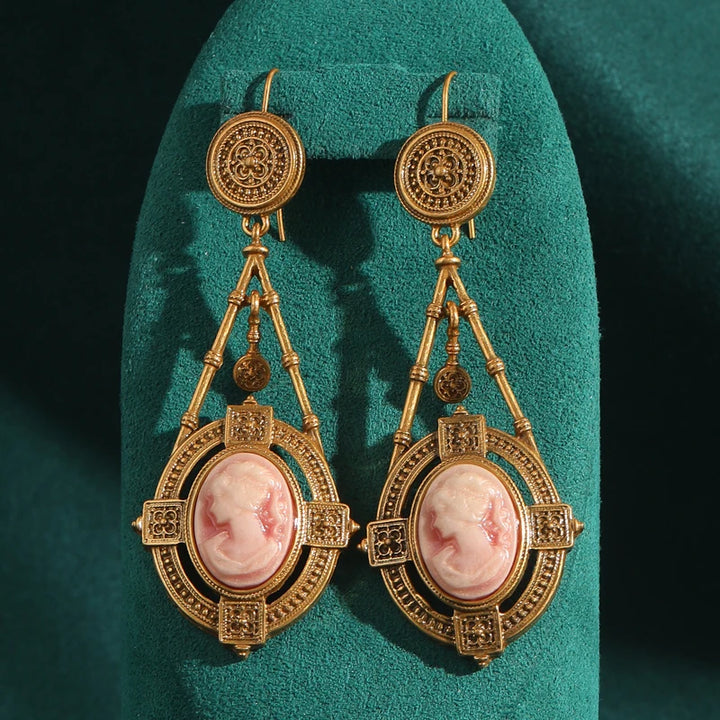Pink Cameo Earrings