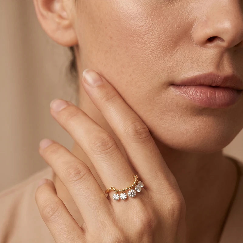 Beaded Moissanite Ring