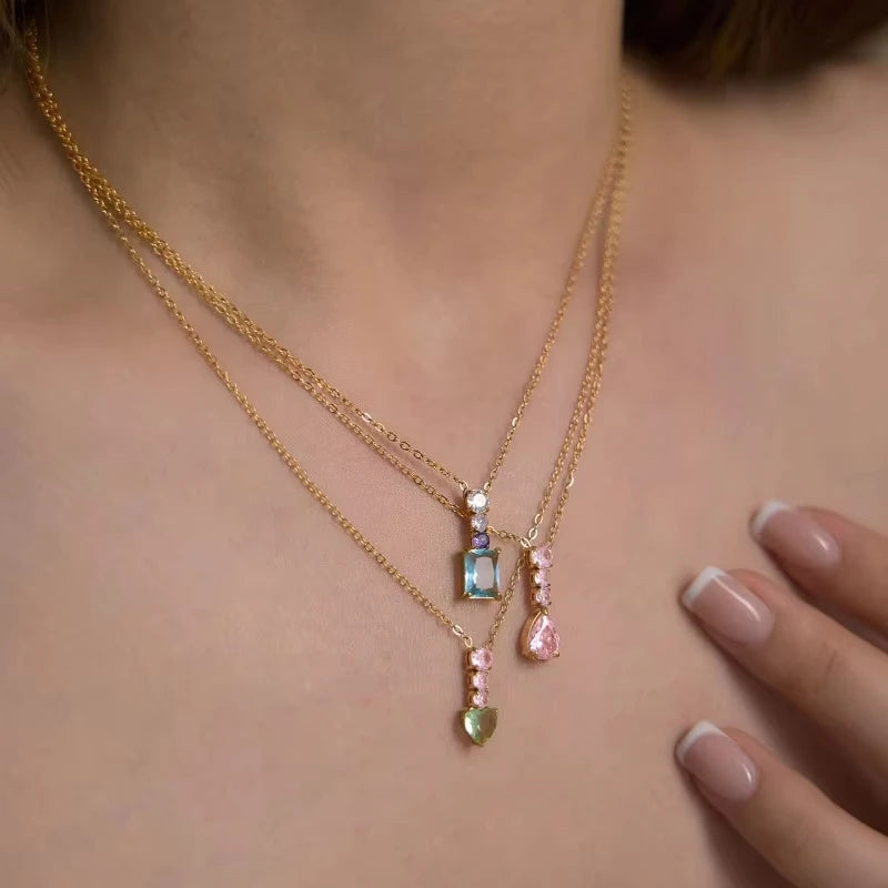 Colorful Heart Pendant Necklace