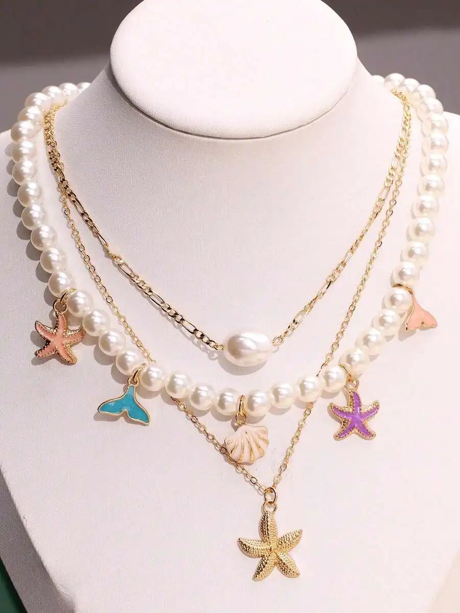 Shell Starfish Necklace Set